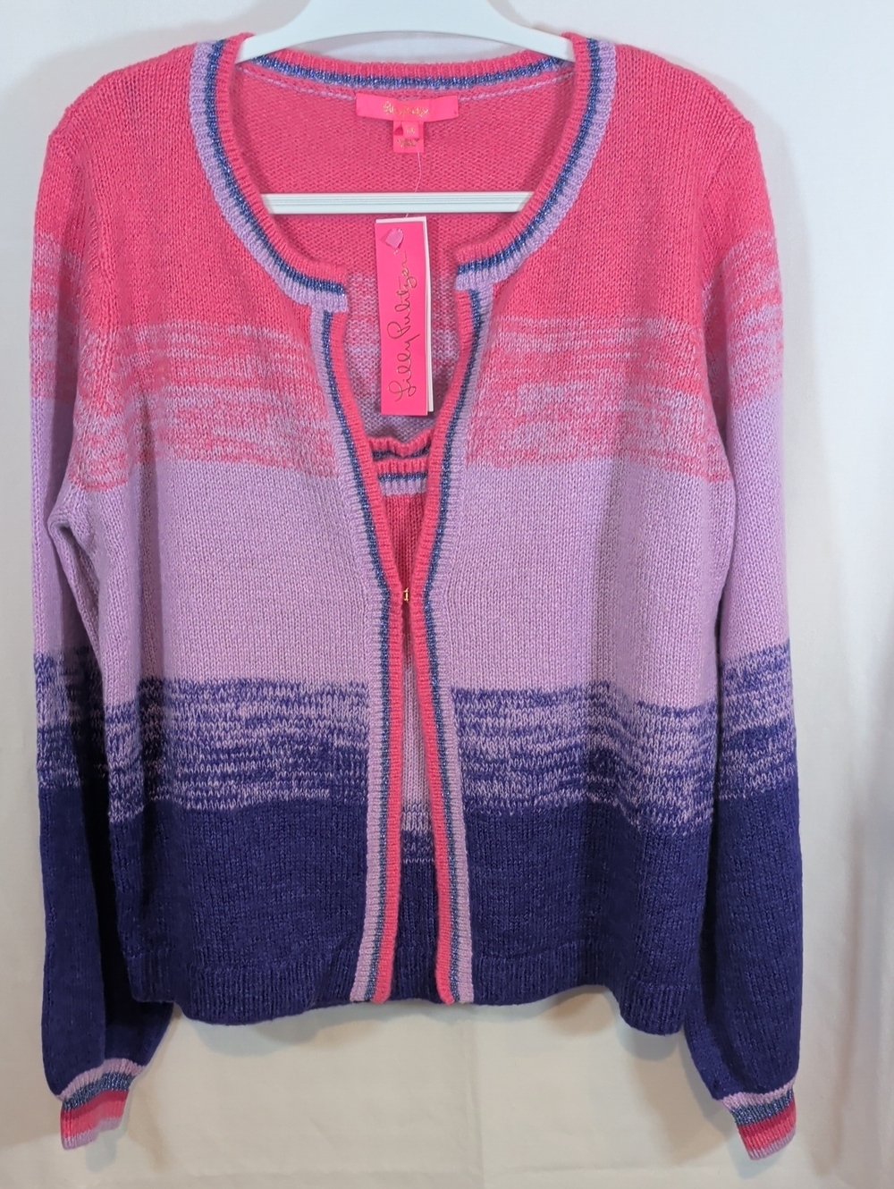 Lilly Pulitzer Ombre Open-Front Cardigan And Tank in Pink-Lavender-Deep Purple